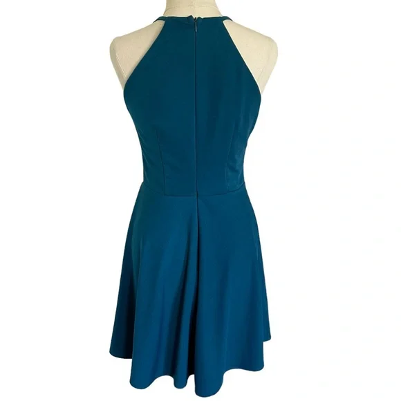 GLAMOROUS Sz S Aqua mini party dress with metal neckline detailing - Picture 4 of 8
